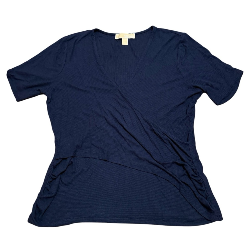 Michael Kors Short Sleeve Shirt Top Navy Blue Size Large